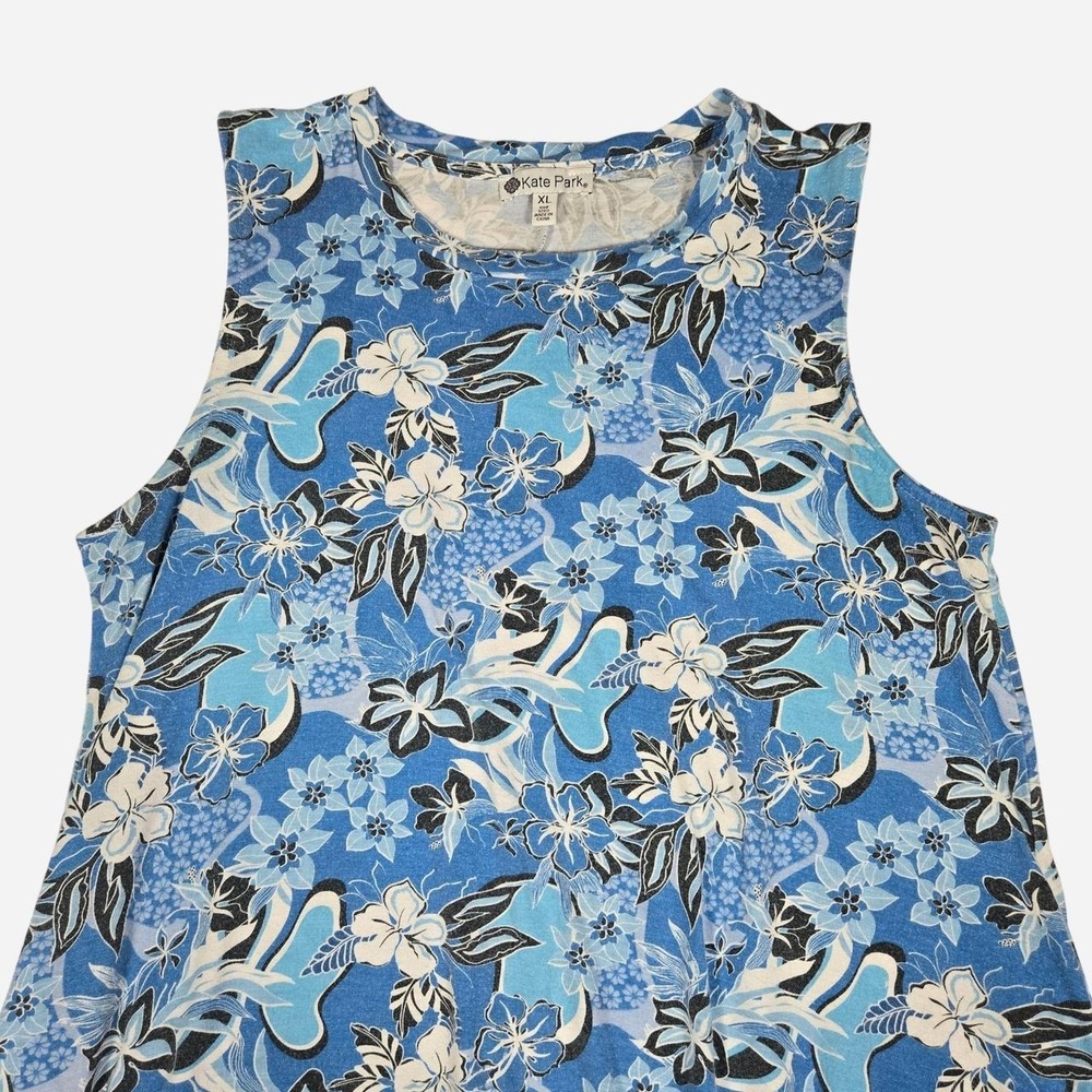PS funky Hawaiian print mini shirt dress/ XL / beach, cover up, vaca, hibiscus - Picture 4 of 6